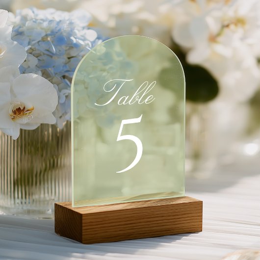 Sage Green Wedding Table Number アクリル招待状