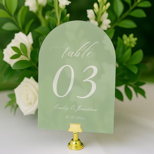 Sage Green Wedding Table Number Acrylic アクリル招待状