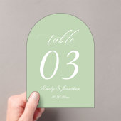 Sage Green Wedding Table Number Acrylic アクリル招待状 (インサイチュ (ポータブル))