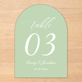 Sage Green Wedding Table Number Acrylic アクリル招待状 (正面)