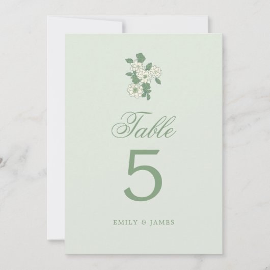 Sage Green Wedding Table Numbers Cards 招待状 (正面)