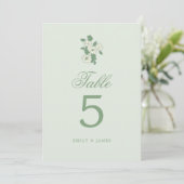 Sage Green Wedding Table Numbers Cards 招待状 (スタンド正面)