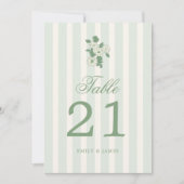 Sage Green Wedding Table Numbers Cards 招待状 (正面)