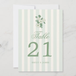 Sage Green Wedding Table Numbers Cards 招待状