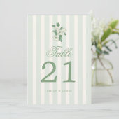 Sage Green Wedding Table Numbers Cards 招待状 (スタンド正面)