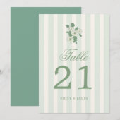 Sage Green Wedding Table Numbers Cards 招待状 (正面/裏面)