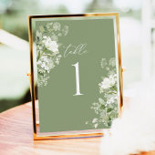 Sage Green Wedding Table Numbers, Organic Greenery