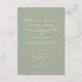Sage Green Wedding Weekend Info Card エンクロージャーカード (正面)