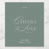 Sage Green Wedding Wine Label – Cheers to Love ワインラベル (シングルラベル)