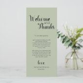 Sage Green Welcome & Thanks Place Setting Cards プログラム (スタンド正面)