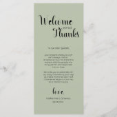 Sage Green Welcome & Thanks Place Setting Cards プログラム (正面)