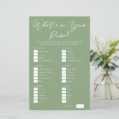 Sage Green What's in Your Purse Bridal Shower Game (スタンド正面)
