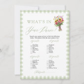 Sage Green What's In Your Purse Bridal Shower Game 招待状 (正面)