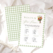 Sage Green What's In Your Purse Bridal Shower Game 招待状