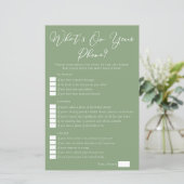 Sage Green What's On Your Phone Bridal Shower Game (スタンド正面)