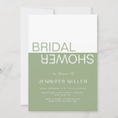 Sage green whimsical colorblock bridal shower 招待状 (正面)