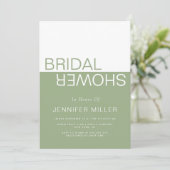 Sage green whimsical colorblock bridal shower 招待状 (スタンド正面)