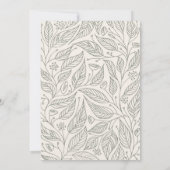  sage green whimsical hand-drawn leaf wedding  招待状 (裏面)
