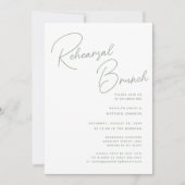 sage green whimsical script chic リハーサル ブランチ 招待状 (正面)