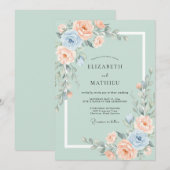 Sage Green Whimsical Spring Wedding 招待状 (正面/裏面)