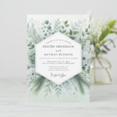 Sage Green Whispery Botanical Wedding 招待状 (スタンド正面)