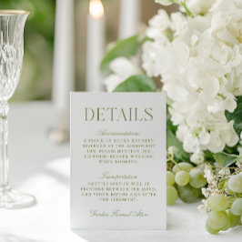 Sage Green & White結婚の結婚詳細 エンクロージャーカード