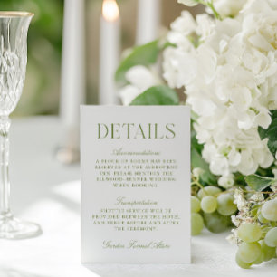 Sage Green & White結婚の結婚詳細 エンクロージャーカード