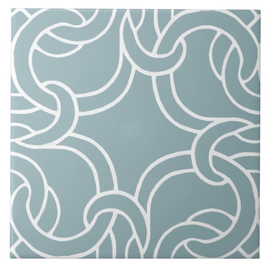 Sage Green White Celtic Knot Seamless Pattern Tile タイル (正面)