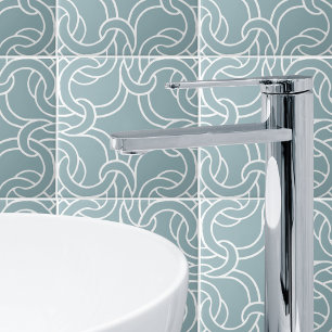 Sage Green White Celtic Knot Seamless Pattern Tile タイル