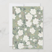 Sage Green White Chinoiserie Floral Baby Shower 招待状 (裏面)