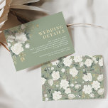 Sage Green White Chinoiserie Wedding Details エンクロージャーカード<br><div class="desc">This chinoiserie-inspired design features elegant botanical florals,  birds and greenery in sage green and ivory white. Personalize the invite with your details and if you want to further re-arrange the style and placement of the text,  please press the "Click to customize further" button.</div>