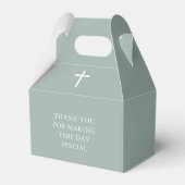 Sage Green White Cross Boy  Christening Favor Box フェイバーボックス (裏面サイド)