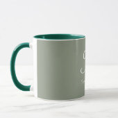 Sage Green & White Elegant Monogram Initial Name  マグカップ (左)
