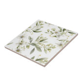 Sage Green White Floral Ceramic Tile タイル (側面)