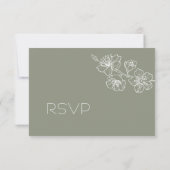 Sage Green White Floral Line Art RSVP (裏面)