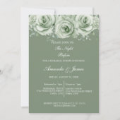 Sage Green White Floral Rehearsal Dinner 招待状 (正面)