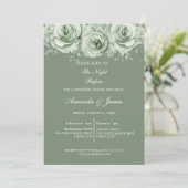 Sage Green White Floral Rehearsal Dinner 招待状 (スタンド正面)
