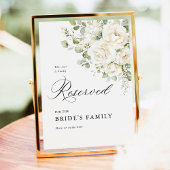 Sage Green White Floral Reserved Seating Sign 5x7 ポスター