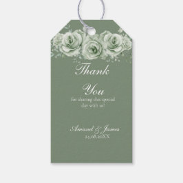 Sage Green White Floral Rustic Wedding Favor Tags ギフトタグ