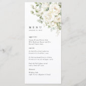 Sage Green White Floral Watercolor Wedding Dinner メニュー (正面)