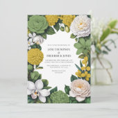 Sage Green, White & Gold Floral Wedding 招待状 (スタンド正面)