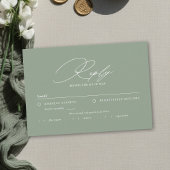 Sage Green White Modern Calligraphy Meal Wedding 出欠カード