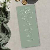 Sage Green White Modern Calligraphy Wedding メニュー
