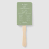 Sage Green & White Monogram Crest Wedding Program ハンドファン (裏面)