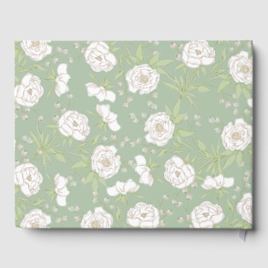 Sage Green White Rose Wedding ゲストブック (裏面)