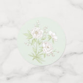 Sage Green White Rose Wedding コンフェッティ (スモール正面)