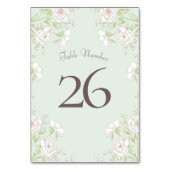 Sage Green White Rose Wedding テーブルナンバー (正面)