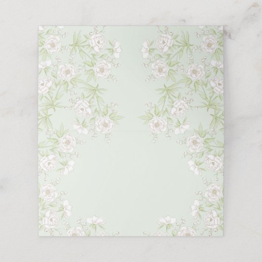 Sage Green White Rose Wedding プレイスカード (外部開封)