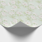Sage Green White Rose Wedding ラッピングペーパー (角)