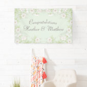 Sage Green White Rose Wedding 横断幕 (インサイチュ)